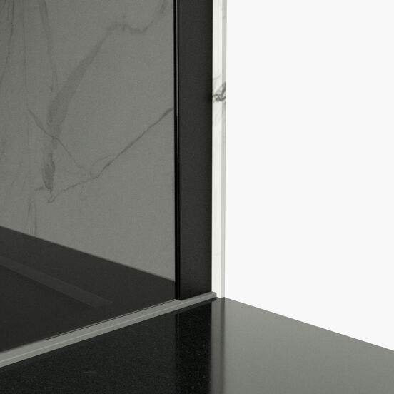 Balmani Modular inloopdouche 160 x 200 cm rookglas met matte strook mat zwart profiel