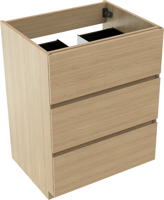 Storke Edge staande wastafelonderkast 65 x 52 cm natuur eik 3 lades