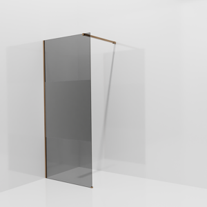 Balmani Modular douche à l'italienne: 90 x 200 cm, Verre fumé avec bande mate, Profil Brushed Rosegold
