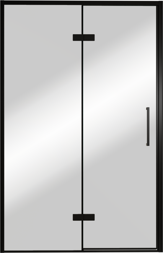 Balmani Senses Design douche draaideur links 140 cm x 210 cm Reflex spiegelglas, Zwarte profielen, met coating