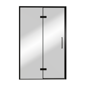 Balmani Senses Design douche draaideur links 140 cm x 210 cm Reflex spiegelglas, Zwarte profielen
