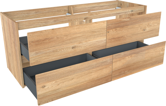 Storke Seda meuble sous-vasque suspendu 150 x 52 cm chêne brut 4 tiroirs