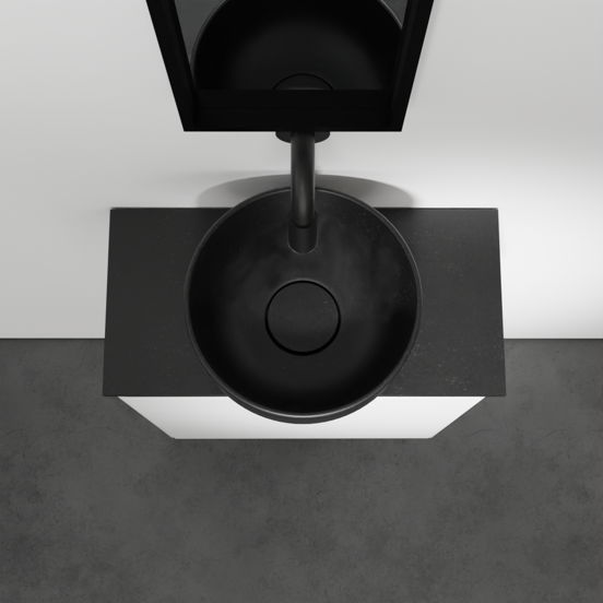 Balmani Mitra meuble wc suspendu 42 x 21 cm blanc mat avec Facetta tablette et Bowl vaque à poser en granite aiguisé