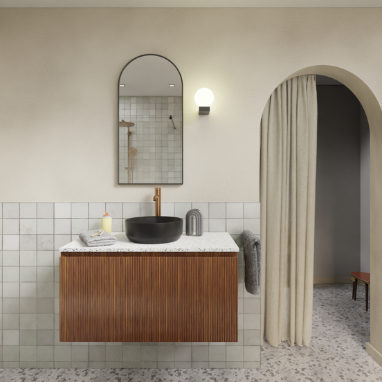 Storke Tavola enkel tablet mat wit/zwart terrazzo 95 x 52 cm