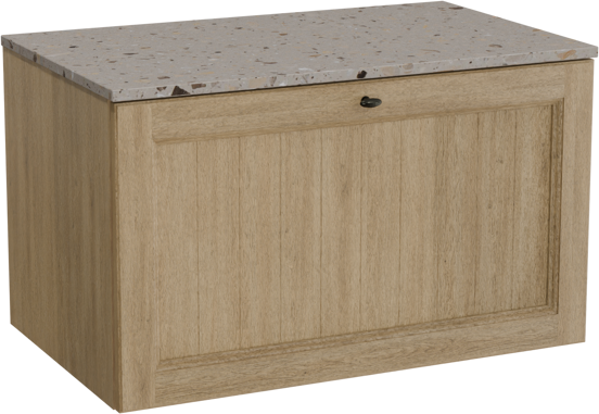Balmani Lemon meuble salle de bains suspendu 90 x 55 cm chêne vieilli avec Stretto tablette simple en terrazzo greige terrazzo
