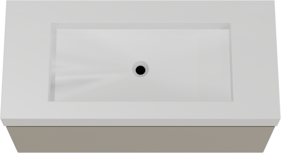 Balmani Idra meuble salle de bains suspendu 120 x 55 cm gris pierre avec Modus plan simple pour 2 trous de robinet en solid surface blanc mat