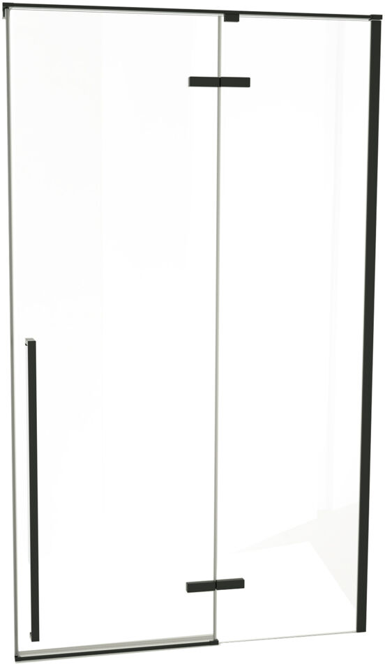 Luca Varess Stilus douchecabine met rechtse draaideur en 2 vaste zijwanden 120 x 90 cm helder glas mat zwart profiel - deur en hardware
