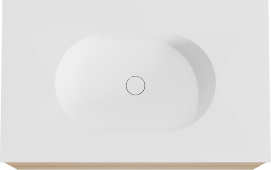 Balmani Mitra meuble salle de bains suspendu 90 x 55 cm chêne naturel avec Tablo Oval plan simple en solid surface blanc mat