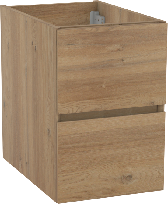 Storke Edge zwevende wastafelonderkast 35 x 52 cm ruw eiken 2 lades