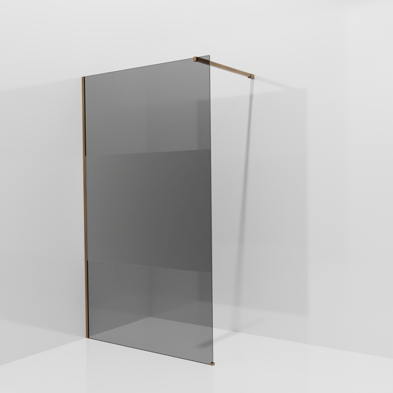 Balmani Modular Walk-In Dusche: 120 x 200 cm, Rauchglas mit mattiertem Streifen, inklusive Coating, Profil Brushed Rosegold