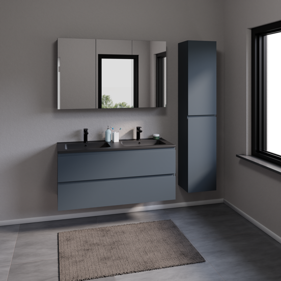 Linie Montro spiegelkast 100 x 75 cm blauw antraciet