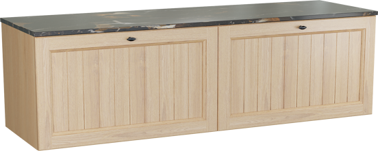 Balmani Lemon zwevend badkamermeubel 180 x 55 cm, fineer natuur eik met Stretto enkel of dubbel tablet in portoro gold
