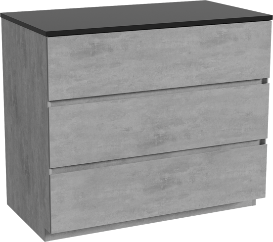 Storke Edge staand badkamermeubel 95 x 52 cm beton donkergrijs met Panton enkel tablet in gepoedercoate mdf mat zwart