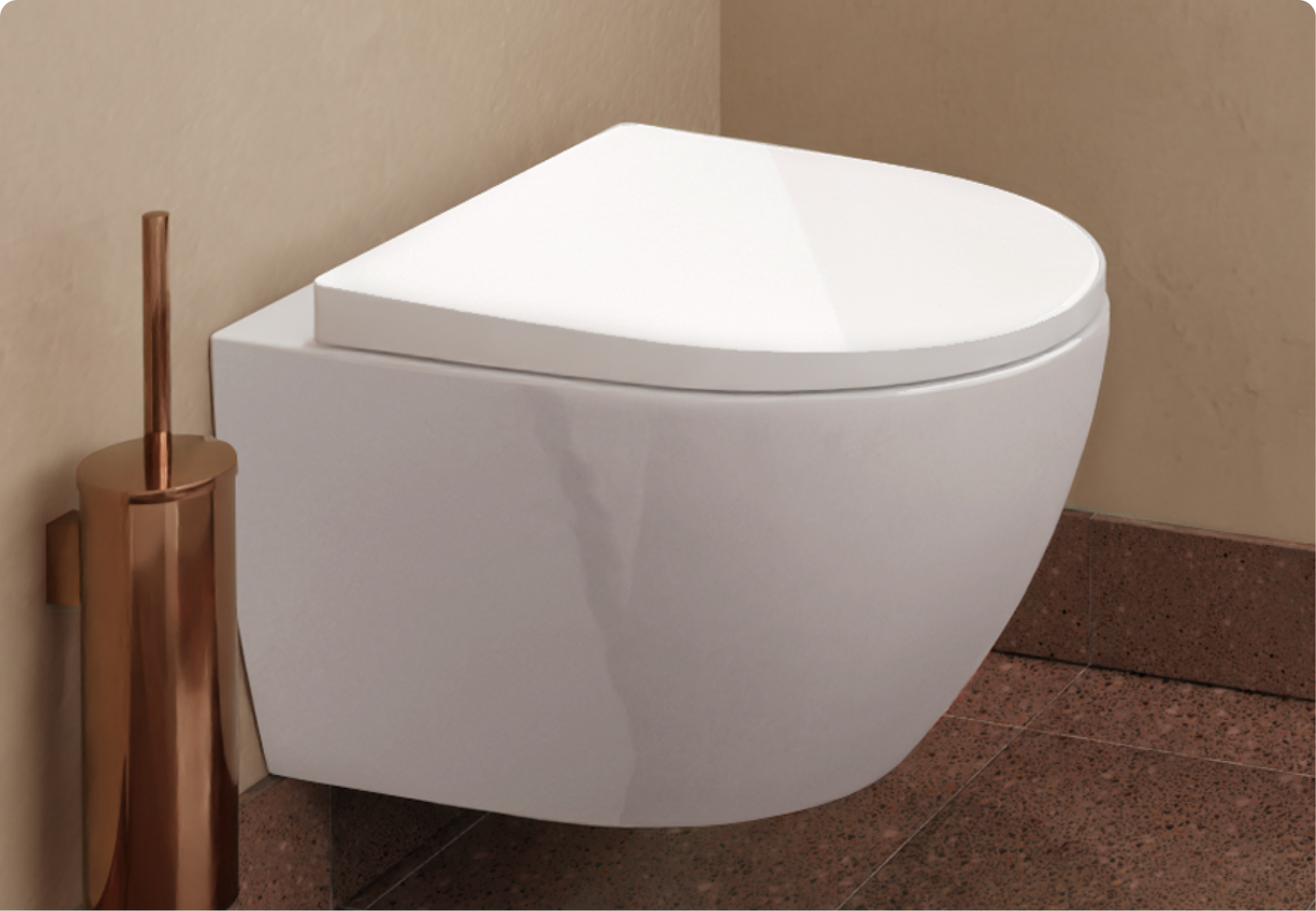 Een glanzend, wit toilet