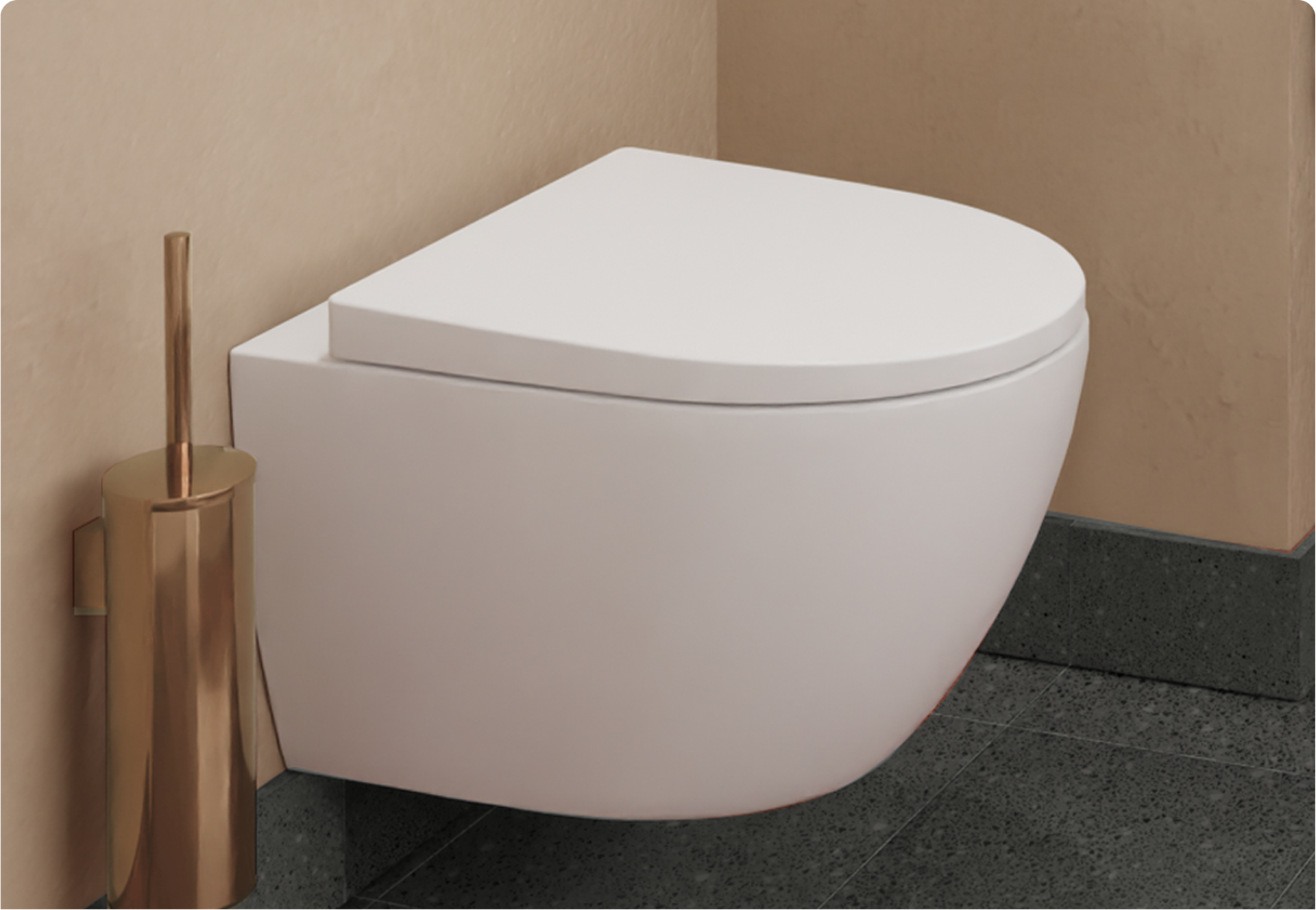 Een mat, wit toilet