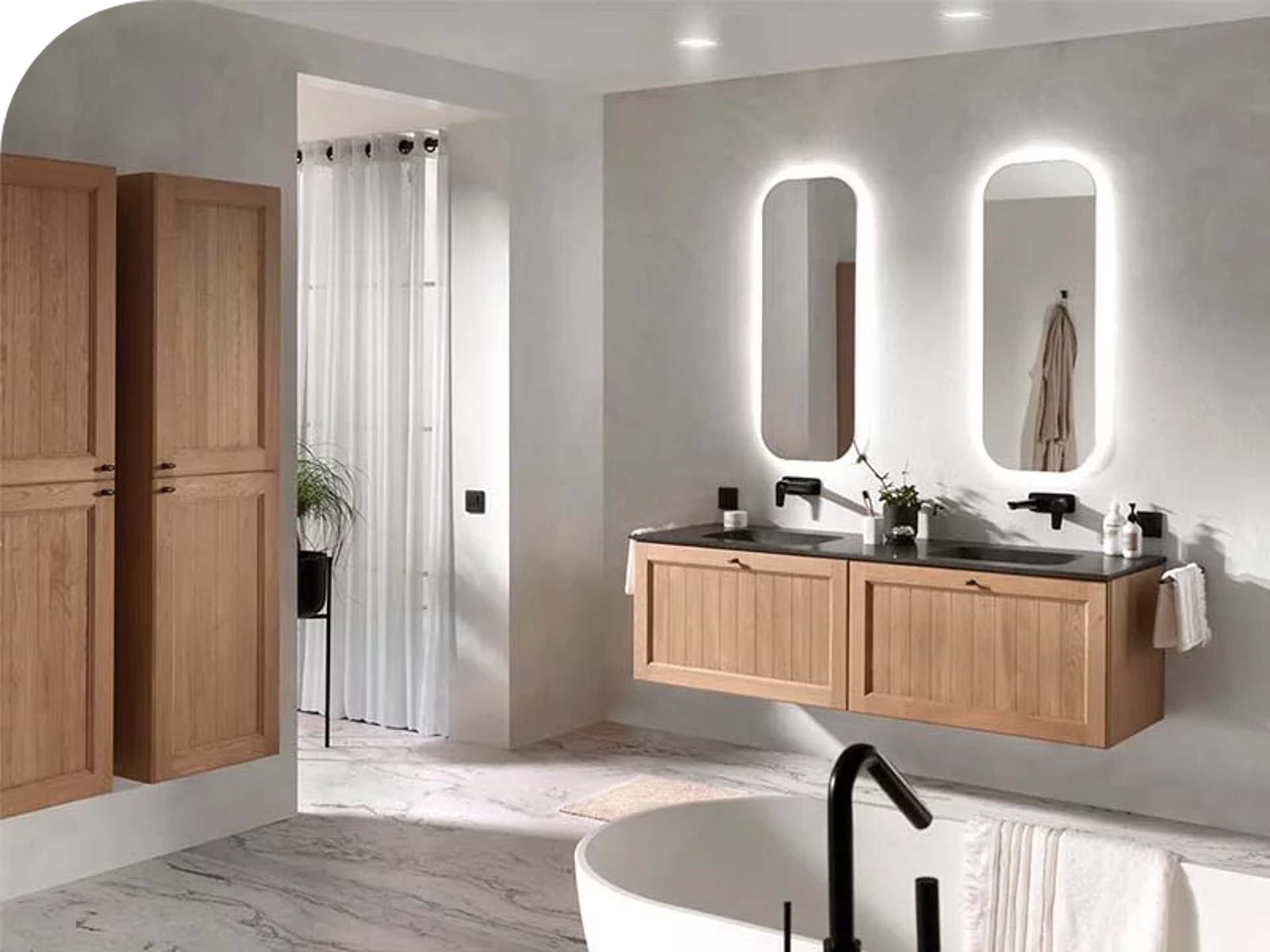 badkamer kasten spiegels wastafel bad
