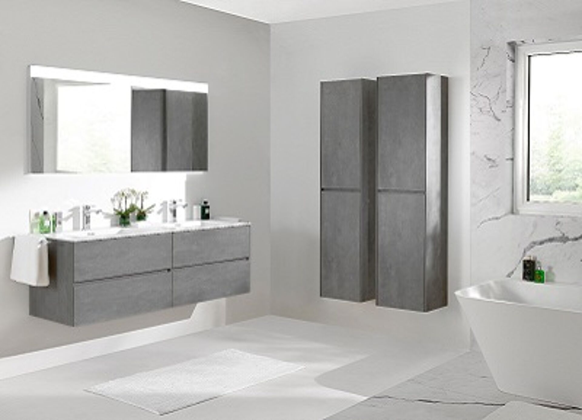 Badezimmer Bad Schrank Waschbecken Spiegel