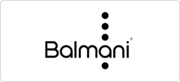 Balmani-Logo in Schwarz mit minimalistischem Design und Punkten