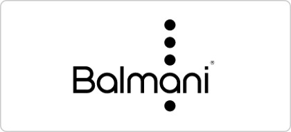 Balmani logo in zwart met minimalistisch design en stippen