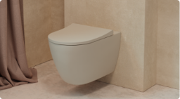 Schlichtes WC in modernem beigen Badezimmer.